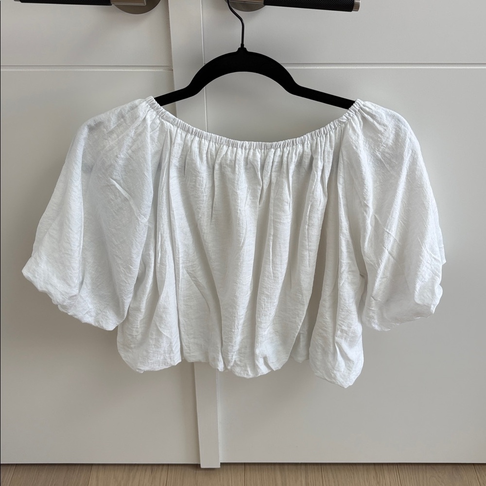 White Women's Off-Shoulder Top - Picture 2 of 2